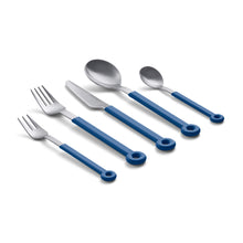 Load image into Gallery viewer, Mono Ring - Blue Flatware Set, 5pc
