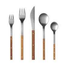 Load image into Gallery viewer, Mono T - Stainless Steel and Teak Flatware Set , 5pc
